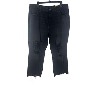 SO Goods For Life Black High‎ Rise Kick Flare Distressed Jeans Size 16 NEW